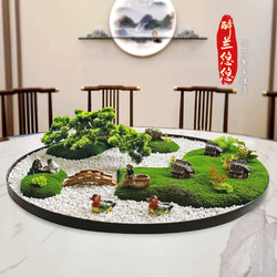 Hotel large round table with flowers in the middle of the turntable, table decorations, Chinese-style creative round table with fake flowers in the center