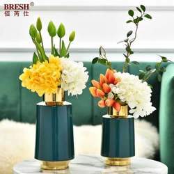 Light luxury decoration simple ornaments living room TV cabinet vase storage jar ceramic home accessories H1074 dark green