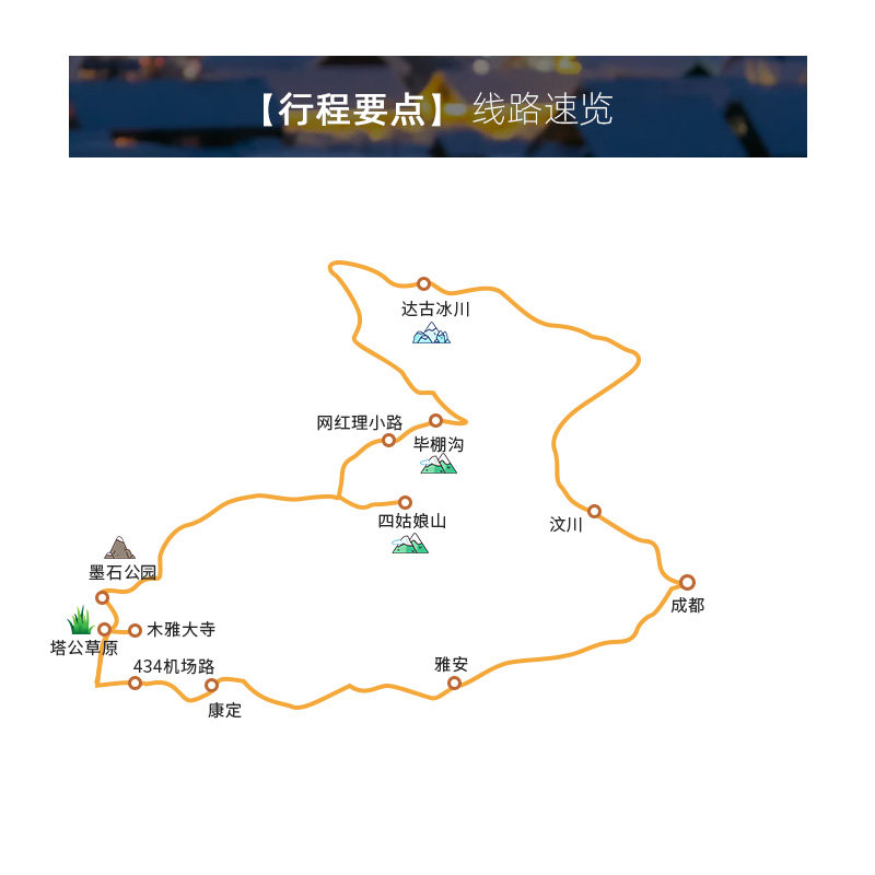 川西阿坝5天毕棚沟达古冰川商务车5人四姑娘山墨石理小路拼车跟团