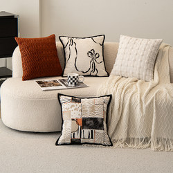 2025 New Modern Minimalist Style Throw Pillow, Vintage Brown Living Room Sofa Cushion Cover, Lumbar Pillow