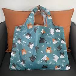 Large Cute Cartoon Foldable Portable Supermarket Shopping Bag Grocery Bag Large Capacity Eco-Friendly Tote Bag