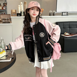 Roemey Korean Girls' Jacket Spring and Autumn 2026 New Style for Older Girls, School Style Autumn Baseball Jacket Spring Outfit