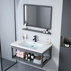 Simple Wall-Mounted Small Apartment Ceramic Integrated Washbasin Household Washbasin Cabinet Combination Bathroom Washbasin