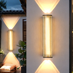 Outdoor Wall Lamp Waterproof Solar-Powered Courtyard Villa Door Lights with Up-And-Down Lighting Hotel Exterior Wall Balcony Spotlight