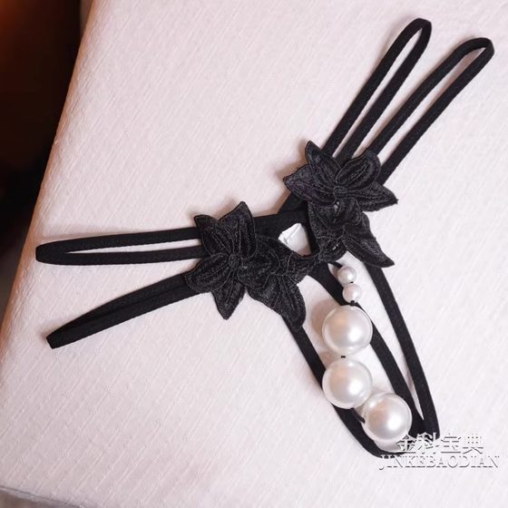 Pearl underwear Inanas A lace thong new high -quality double -row large particles with pearl necklace panties

