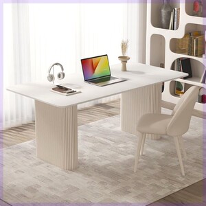 
Cream style simple rock board computer desk pure white household desk Nordic modern office desk small apartment study desk