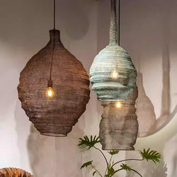 Wabi-Sabi Style Hot Pot Restaurant Wire Mesh Pendant Light Restaurant Homestay Pendant Light Soft Decoration Designer Artistic Creative Dining Lighting Fixtures