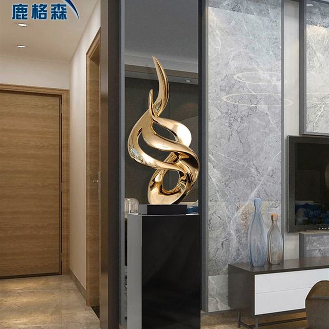 
Large floor-standing ornaments next to the TV cabinet in the living room, light luxury decorative art, model room, soft decoration, sculptures and crafts