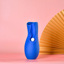 Nordic light luxury Morandi pleated vase ornaments ceramic flower arrangement living room TV cabinet entrance table decorations