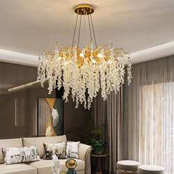 Italian light luxury crystal chandeliers designer creative chandeliers branch lights modern simple living room lights cross-border