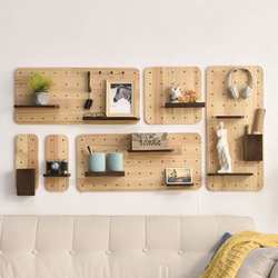 Jiayidong hole board Nordic solid wood wall partition kitchen wall storage decorative laminate wall shelf