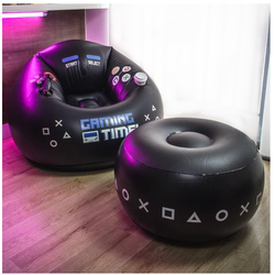 Creative Gaming Sofa with Cup Holder, Gamer Lazy Sofa, Black Style Gaming Chair, Inflatable Sofa