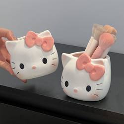 Kt Cat Figurine Creative Makeup Box for Home Living Room Hello Kitty Cosmetic Storage Jar Room Bedroom Dining Room Pen Holder