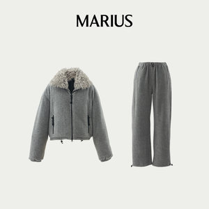 
MARIUS double-sided grainy casual Teddy down jacket/drawstring wide-leg pants
