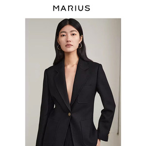 
MARIUS'Emate Commuter Series' Black Label Elegant Lao Qian Commuter Three Patch Pockets Micro-Hanging Front Shoulder Suit