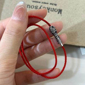 
Sterling silver retro animal year red hand rope bracelet with spring buckle that can be cut to length and anklet with niche design
