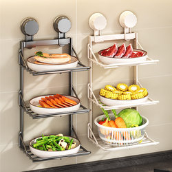 New kitchen suction cup food preparation rack household multi-layer punch-free side dish wall-mounted storage