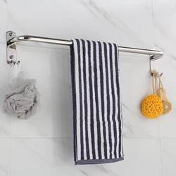 No-Drill Towel Rack Stainless Steel Single Rod Towel Holder Bathroom Towel Bar Hanger Toilet Bathroom Storage Shelf