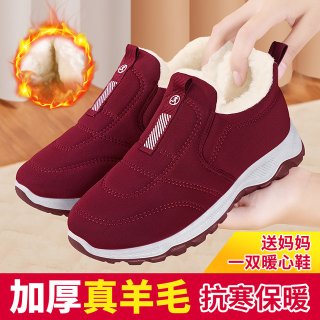 Old Beijing cloth shoes women in winter plus velvet thickened new grandma shoes middle -aged and elderly warm anti -slip elderly mother mothers cotton shoes