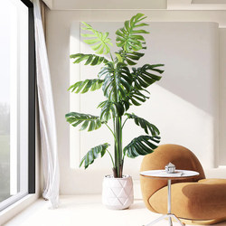 Simulated Green Plant Monstera Indoor High-End Light Luxury Decorative Piece, High-Grade Artificial Plant Floor-Standing Potted Plant, Atmospheric Flower Tree