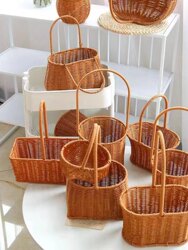 Rattan Woven Hand-Held Dried Flower Arrangement Floral Art Imitation Rattan Hand-Woven Flower Shop Flower Basket Living Room Decoration Photo Basket