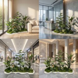 Artificial Green Plant Landscaping Combination for Window Decoration, Fake Plants for Indoor Entryways, Hallway Landscaping, and Landscape Potted Plants under Stairs