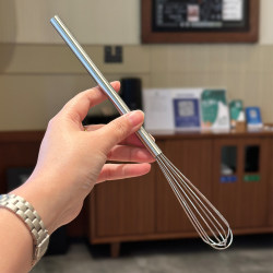Hot-selling lightweight long-handled egg beater! Released 1810 stainless steel manual egg tamagoyaki stir stick baking tool
