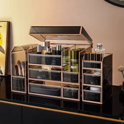 German Fzy Cosmetics Storage Box Glass Desktop High-End Skin Care Product Storage Box Accessible Luxury Makeup Brush Storage Rack
