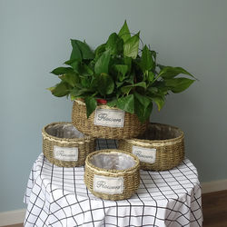 Straw rattan pastoral hand-woven creative pothos flower pot willow flower arrangement basket green plant succulent butterfly orchid pot