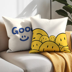 Cute Smiley Face Pillow, Modern Nordic Simple Style, Student Cushion, Living Room Sofa Cushion, Car Backrest, Double-Sided Pillowcase