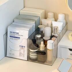 Facial Mask Storage Box, Transparent Compartment Box for Dressing Table, Large-Capacity Cosmetics and Skin Care Product Storage Rack for Desktop