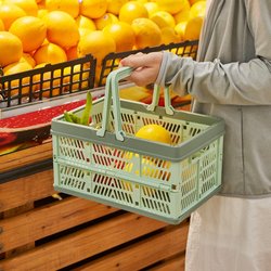 Rmax Foldable Picnic Basket Camping Outdoor Plastic Shopping Basket Large Tote Basket