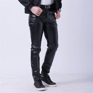 
Quick release spring and summer thin cross-border cyan leather pants for men elastic fashion pants color white years bar leather color men