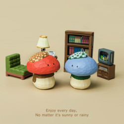 Shiza Original's Hand-Carved Wooden Sculpture of a Cute Mushroom, a Creative and Adorable Ornament, a Holiday Healing Gift, and a Birthday Present