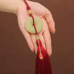 Natural Hetian Jade Peace Pendant with Cloud Pattern Car Hanging Ornament, New High-End Jade Car Rearview Mirror Decoration