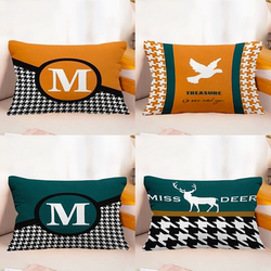 Orange Nordic Throw Pillow, Simple Houndstooth Cushion, Office Living Room Sofa Backrest, ins Guesthouse Geometric Pillow