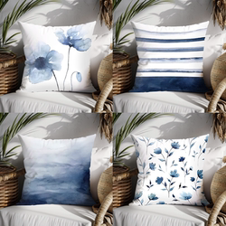 Nordic Style Blue Fresh Abstract Pillow for Car, Sofa, Nap, Office, Bay Window, Cushion, Birthday Gift for Girls