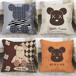 Violent Bear Pillow, Ins-Style Living Room Sofa Cushion, Bedroom Headboard Backrest, Office Nap Pillow, Removable and Washable