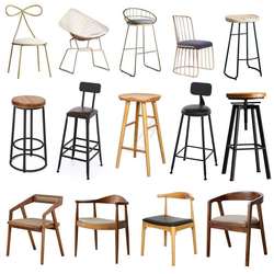 Retro industrial style bar bar chair wrought iron dessert shop cafe high pedal themed restaurant solid wood dining chair