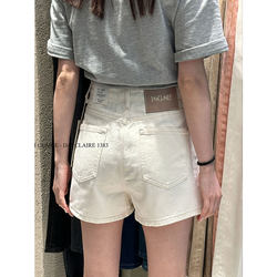 White Denim Shorts for Women, Summer New Style, Plus Size, Petite, High-Waisted, Slimming, Fashionable A-Line Wide-Leg Hot Pants