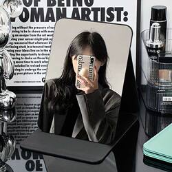Mirror Makeup Mirror Desktop Desktop Standable Makeup Mirror Student Dormitory Office Home Portable Folding Mirror
