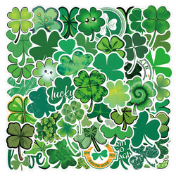 55 Lucky Four-Leaf Clover Green Eye-Protection Eco-Friendly Stickers Bring Good Luck ins Wind Plant Stickers for Decorating Notebooks, Helmets, Phones, Thermos Cups, Cars, Electric Scooters, Luggage, DIY Self-Adhesive