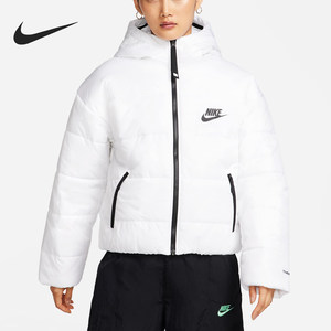 Nike/Nike genuine autumn and winter new women's simple short zipper hooded cotton jacket DJ6996-100