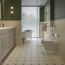 Medieval-Style Green Patterned Small Tiles, Bathroom and Kitchen Floor Tiles, Non-Slip Tiles for Restaurants and Cafes