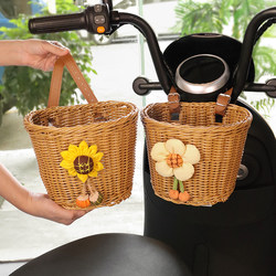 Electric Vehicle Front Storage Bag Waterproof Basket for Storing Miscellaneous Items, Cute Flower Hanging Bag for Electric Bikes and Bicycles