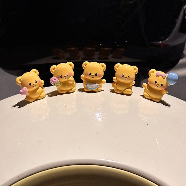 
Butter Bear electric car decorative doll car ornaments cartoon motorcycle battery car small accessories cute decompression