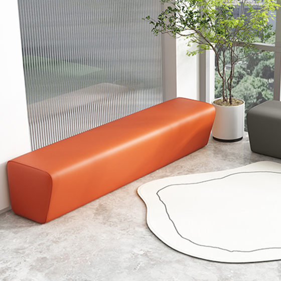 
Long solid wood stool long leather stool kindergarten reception area shoe changing stool bag leather small sofa chair rectangular can sit