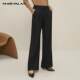 Mandesey black striped trousers for women 2025 autumn and winter new style trousers loose wide-leg pants retro commuter suit pants