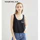 Mandes black vest for women 2025 new simple temperament round neck letter print versatile short top base