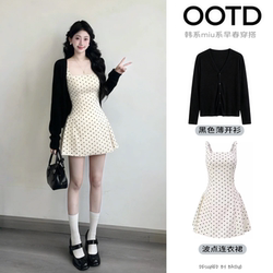 Polka Dot Skirt Early Spring Beautiful Outfit Women's Korean Chic High-End Chanel Style Light and Elegant Outfit Complete Set